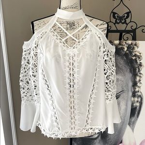 Size L, off white, brand new never worn, polyester Latin bell sleeve shirt